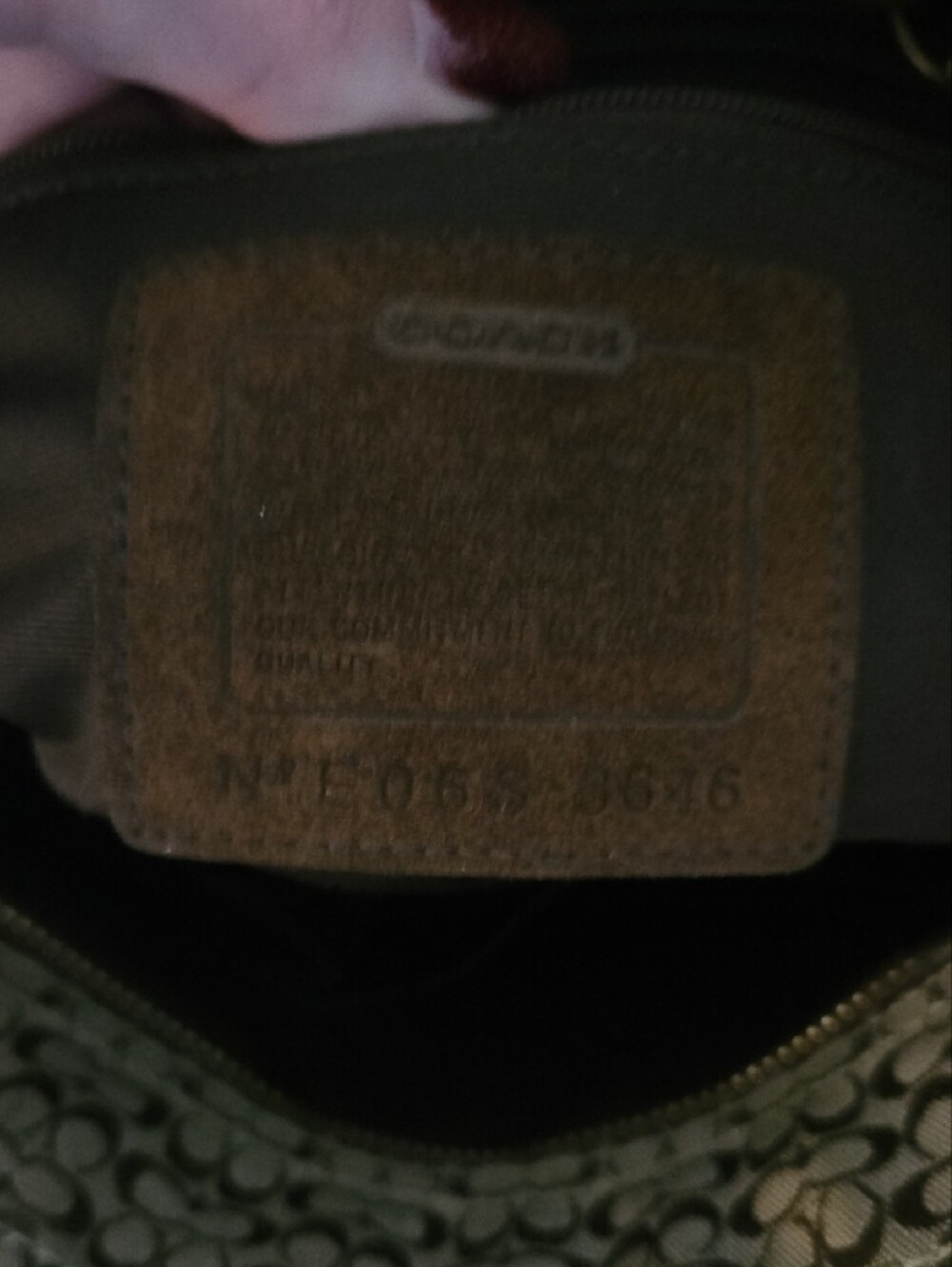 Coach Beige Patterned Canvas Tote with Brown Leather Trim - Picture 3 of 9